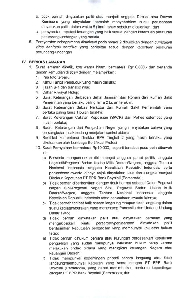 Pengumuman Calon Direktur Kepatuhan Bank Boyolali Page 03